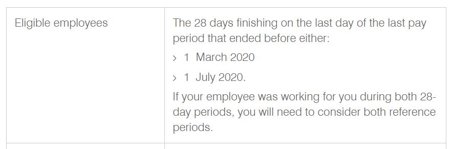 JobKeeper extension employee reference period