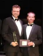 Owen Johson CEO of the Year Photo of Owen Johnson, MD of Comvision Australia, receiving the award for CEO of the Year